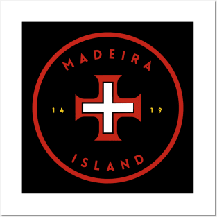 Madeira Island 1419 logo with the Cross of Christ in colour Posters and Art